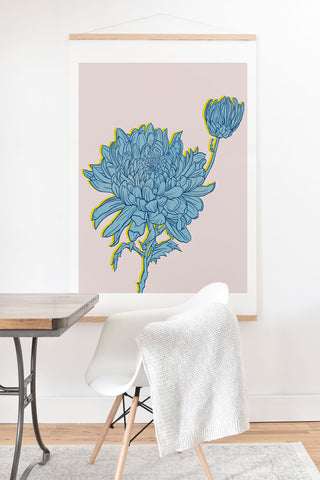 Sewzinski Chysanthemum in Blue Art Print And Hanger