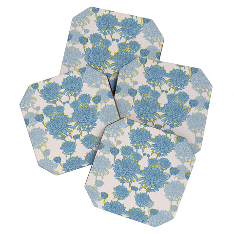 Sewzinski Chysanthemum in Blue Coaster Set