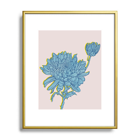 Sewzinski Chysanthemum in Blue Metal Framed Art Print