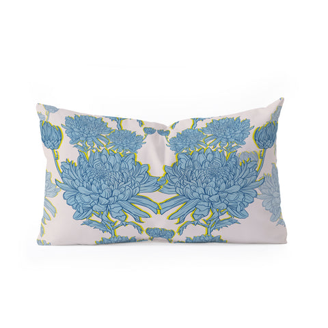 Sewzinski Chysanthemum in Blue Oblong Throw Pillow