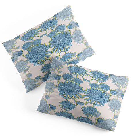 Sewzinski Chysanthemum in Blue Pillow Shams