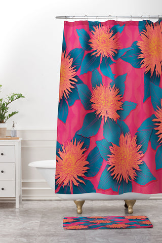 Sewzinski Clematis Flowers Shower Curtain And Mat
