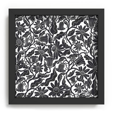 Sewzinski Climbing Flowers Black White Recessed Framing Square