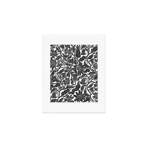 Sewzinski Climbing Flowers Black White Art Print