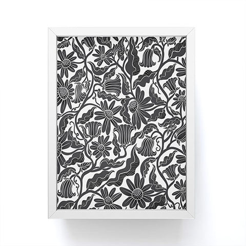 Sewzinski Climbing Flowers Black White Framed Mini Art Print