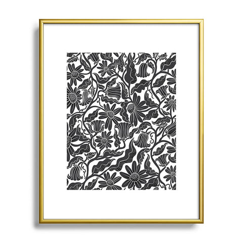 Sewzinski Climbing Flowers Black White Metal Framed Art Print