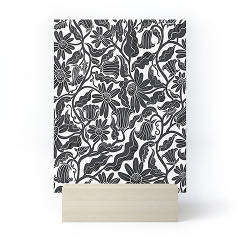 Sewzinski Climbing Flowers Black White Mini Art Print