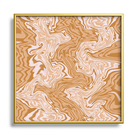 Sewzinski Coffee and Cream Swirls Metal Square Framed Art Print