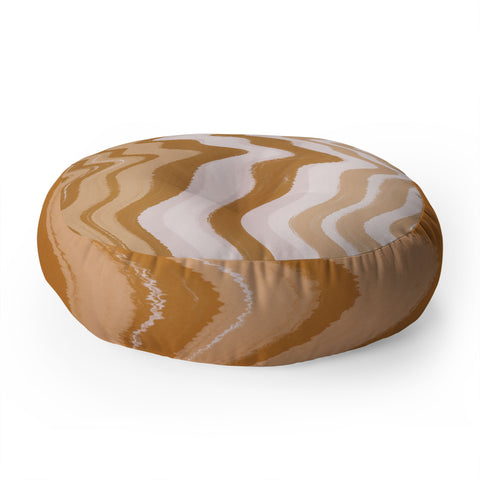 Sewzinski Coffee and Cream Waves Floor Pillow Round