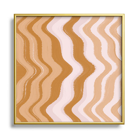 Sewzinski Coffee and Cream Waves Metal Square Framed Art Print