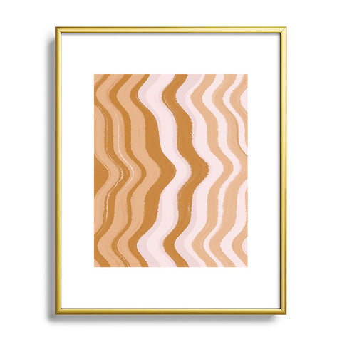 Sewzinski Coffee and Cream Waves Metal Framed Art Print