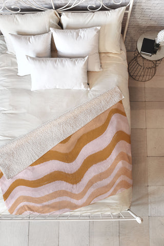 Sewzinski Coffee and Cream Waves Fleece Throw Blanket