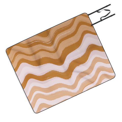 Sewzinski Coffee and Cream Waves Picnic Blanket