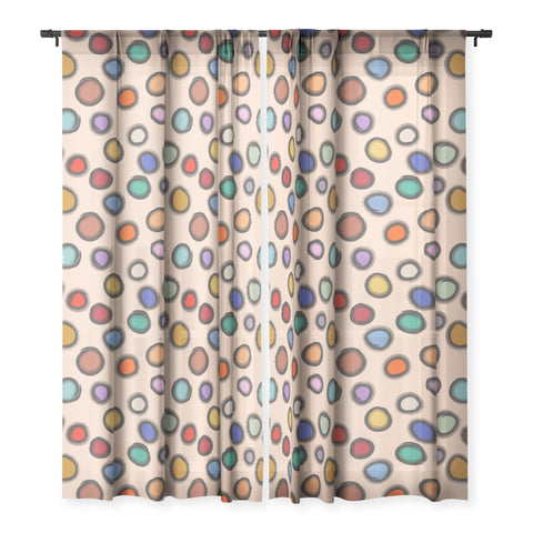 Sewzinski Colorful Dots on Apricot Sheer Window Curtain