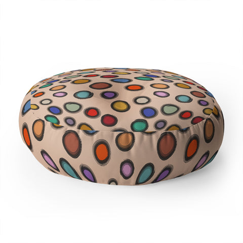 Sewzinski Colorful Dots on Apricot Floor Pillow Round