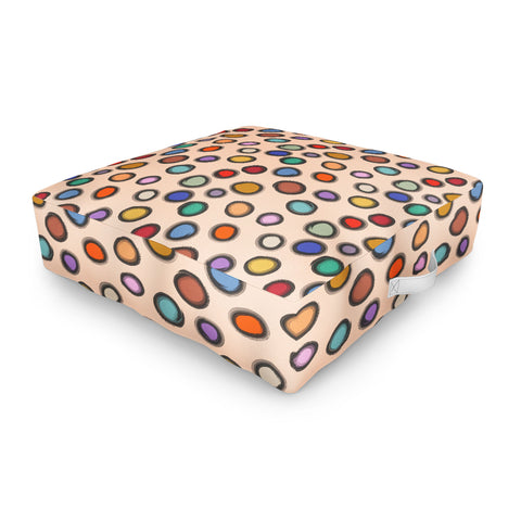Sewzinski Colorful Dots on Apricot Outdoor Floor Cushion