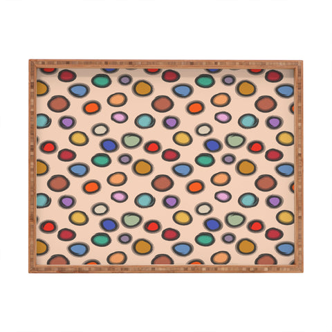 Sewzinski Colorful Dots on Apricot Rectangular Tray