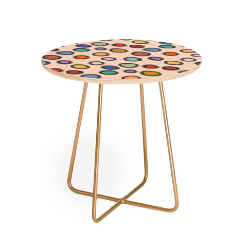 Sewzinski Colorful Dots on Apricot Round Side Table