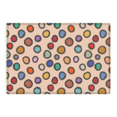 Sewzinski Colorful Dots on Apricot Outdoor Rug
