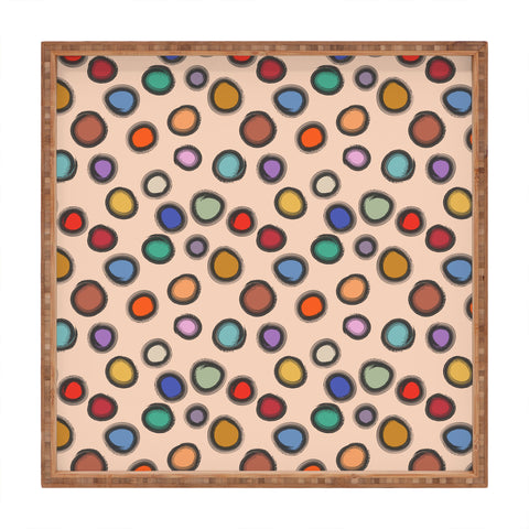 Sewzinski Colorful Dots on Apricot Square Tray
