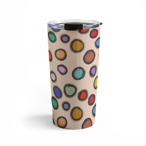 Sewzinski Colorful Dots on Apricot Travel Mug