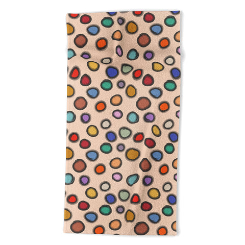 Sewzinski Colorful Dots on Apricot Beach Towel