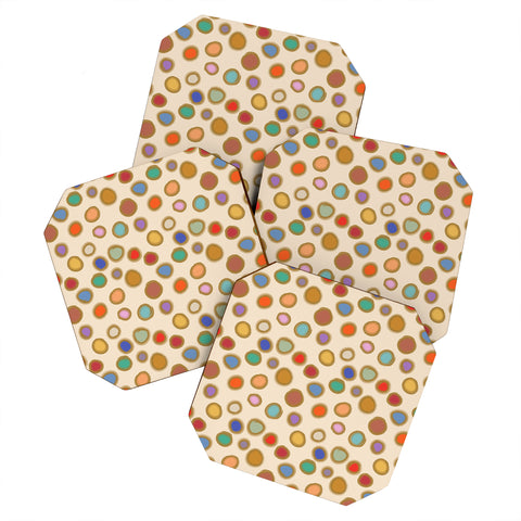 Sewzinski Colorful Dots on Cream Coaster Set