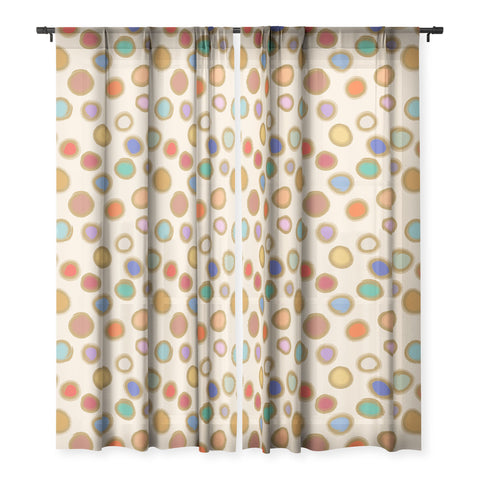 Sewzinski Colorful Dots on Cream Sheer Window Curtain
