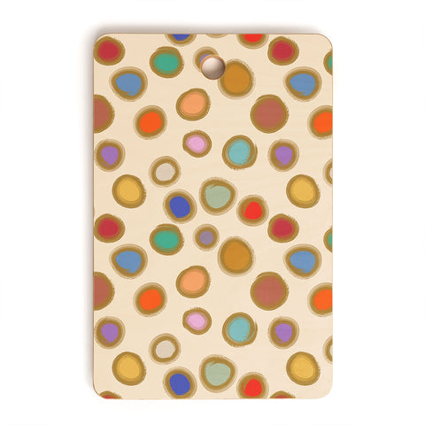 Sewzinski Colorful Dots on Cream Cutting Board Rectangle