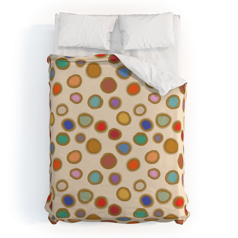 Sewzinski Colorful Dots on Cream Duvet Cover