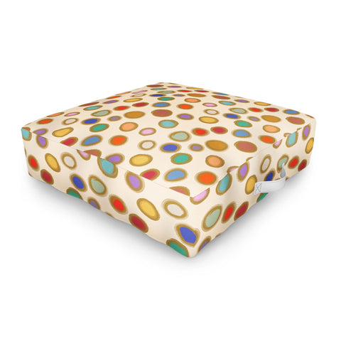 Sewzinski Colorful Dots on Cream Outdoor Floor Cushion
