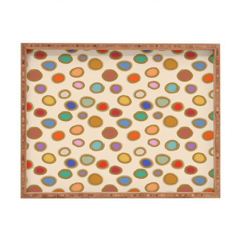 Sewzinski Colorful Dots on Cream Rectangular Tray