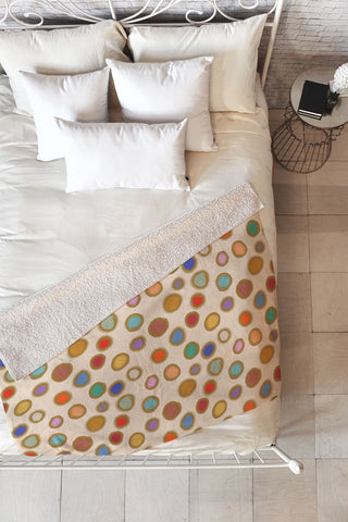 Sewzinski Colorful Dots on Cream Fleece Throw Blanket