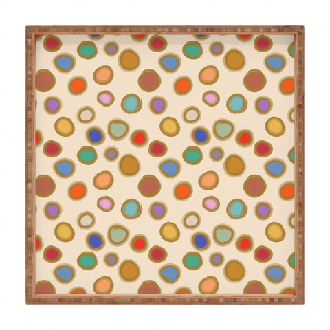 Sewzinski Colorful Dots on Cream Square Tray