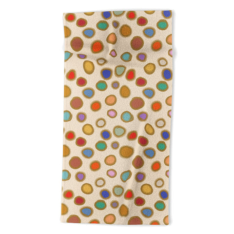 Sewzinski Colorful Dots on Cream Beach Towel
