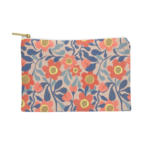 Sewzinski Coral Pink and Blue Flowers Pouch