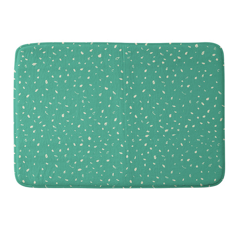 Sewzinski Cream Dots on Jungle Green Memory Foam Bath Mat