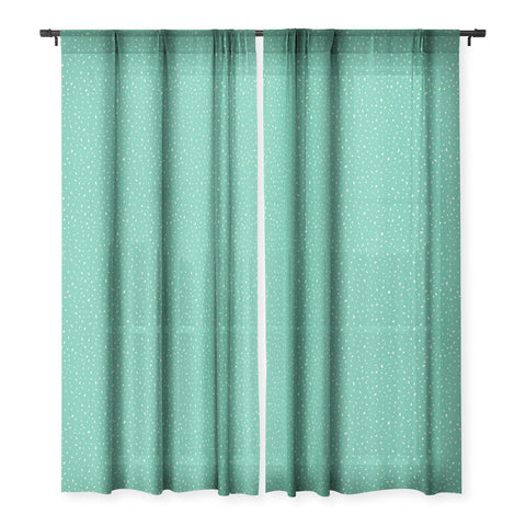 Sewzinski Cream Dots on Jungle Green Sheer Window Curtain