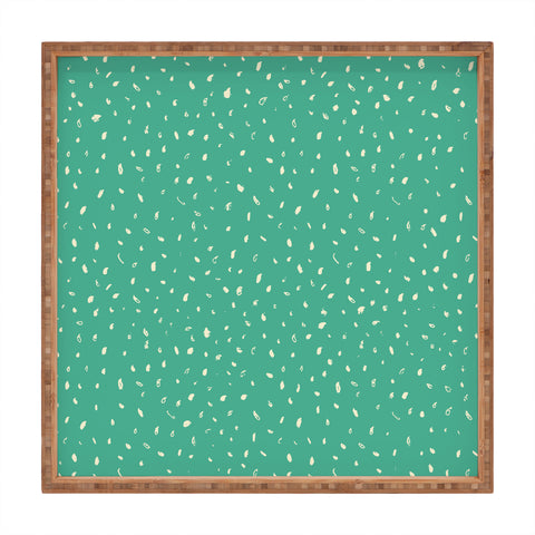 Sewzinski Cream Dots on Jungle Green Square Tray
