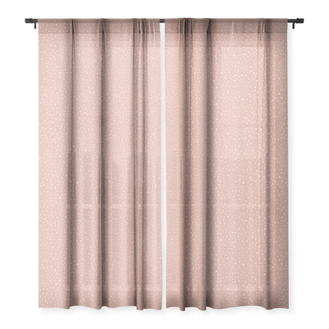 Sewzinski Cream Dots on Rose Pink Sheer Window Curtain