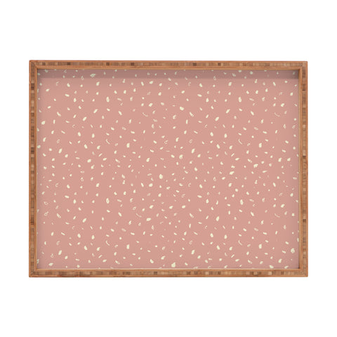 Sewzinski Cream Dots on Rose Pink Rectangular Tray