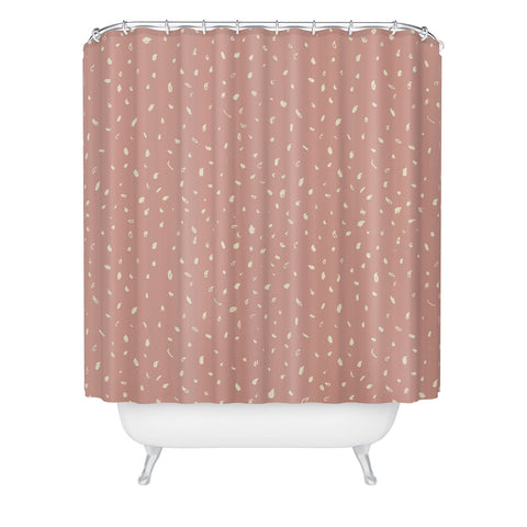 Sewzinski Cream Dots on Rose Pink Shower Curtain