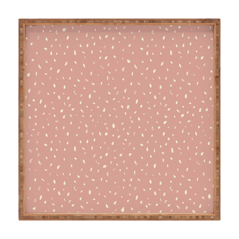 Sewzinski Cream Dots on Rose Pink Square Tray