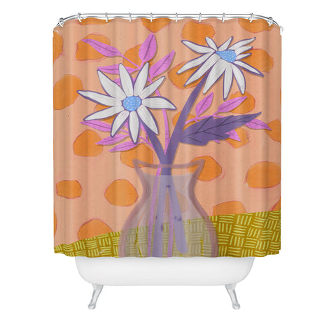 Sewzinski Daisies on Orange Shower Curtain