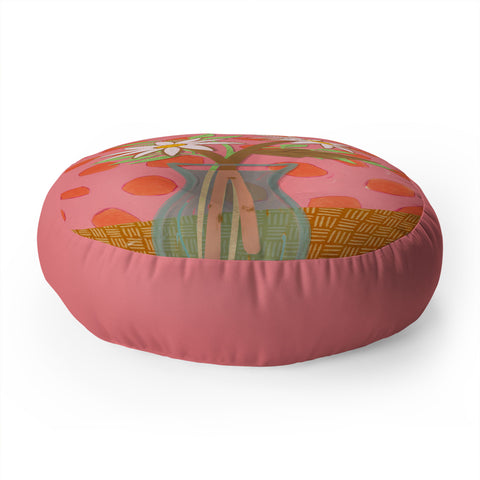 Sewzinski Daisies on Pink Floor Pillow Round