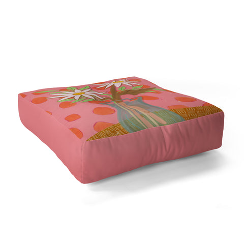 Sewzinski Daisies on Pink Floor Pillow Square