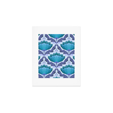 Sewzinski Diamond Floral Pattern Blue Art Print