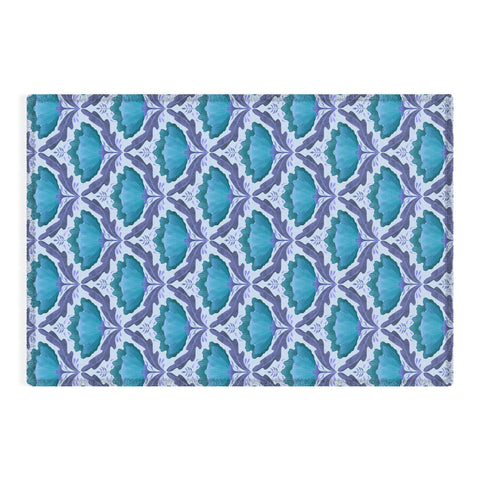 Sewzinski Diamond Floral Pattern Blue Outdoor Rug