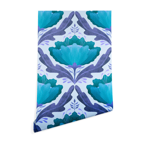 Sewzinski Diamond Floral Pattern Blue Wallpaper