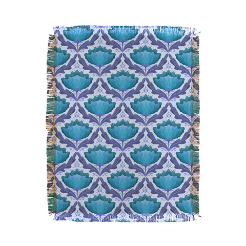Sewzinski Diamond Floral Pattern Blue Throw Blanket